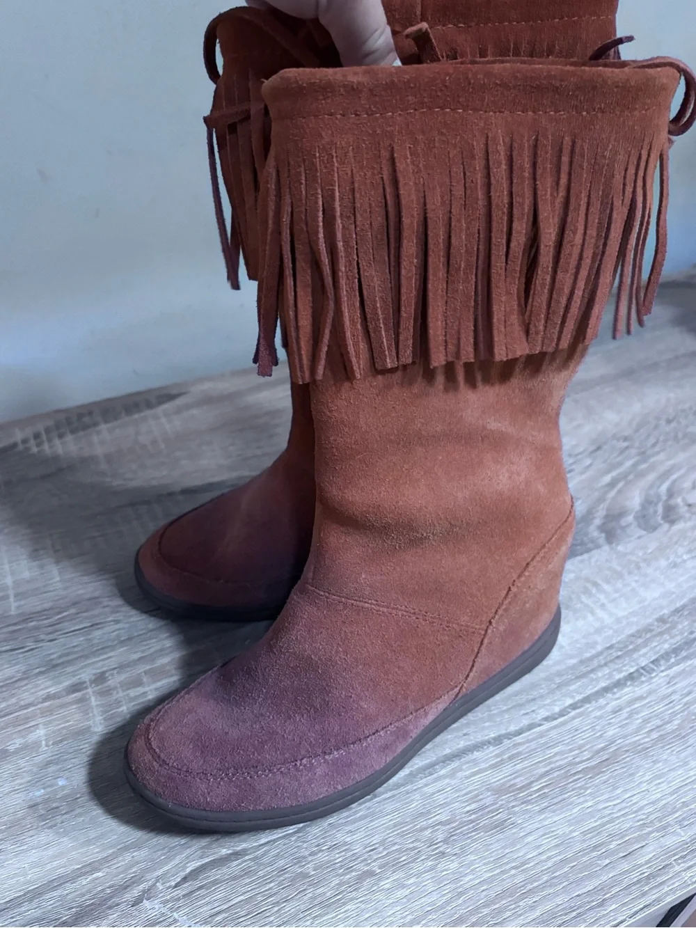 Skechers Kids Suede Ankle Boots in Rust Brown